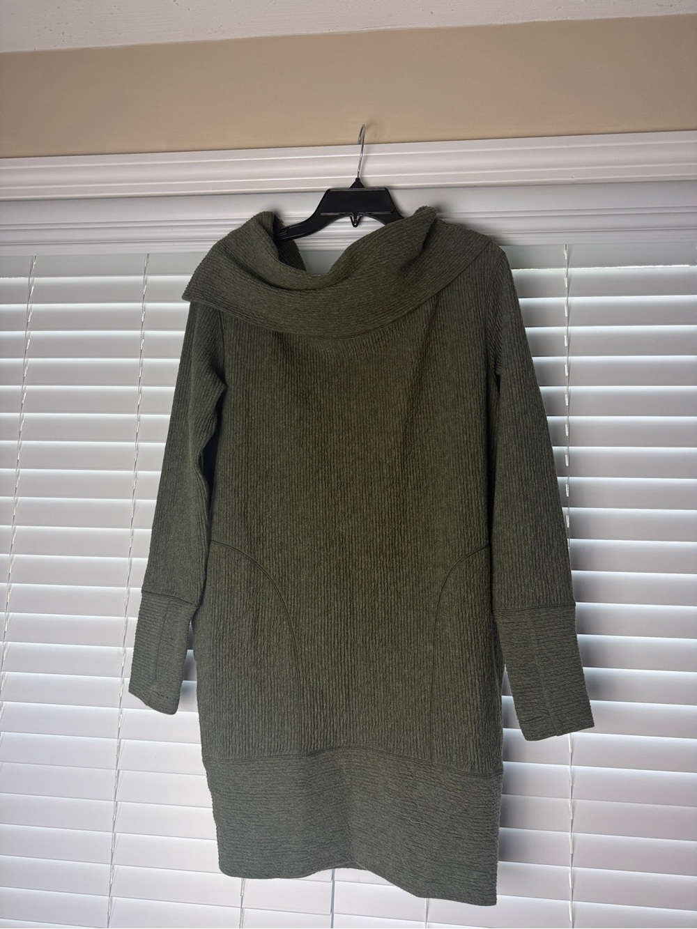 lululemon Olive Ribbed Cowl Neck Sweater